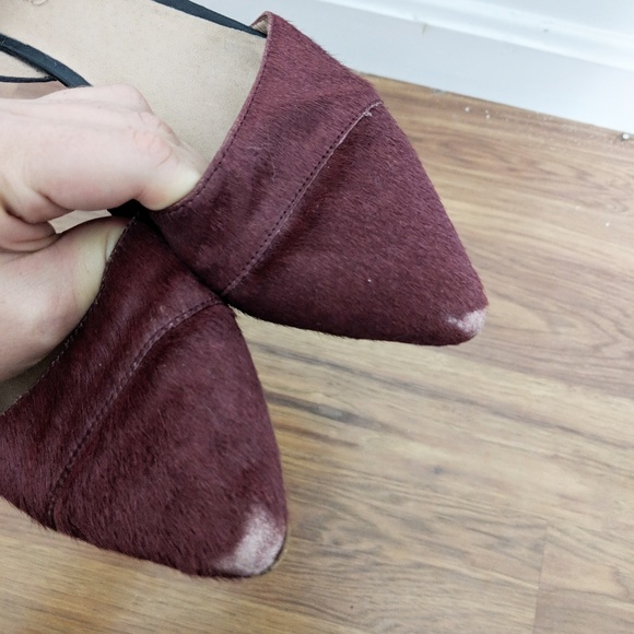 Madewell D'Orsay Cabernet Red Calf-Hair Flats 9 - Picture 3 of 8